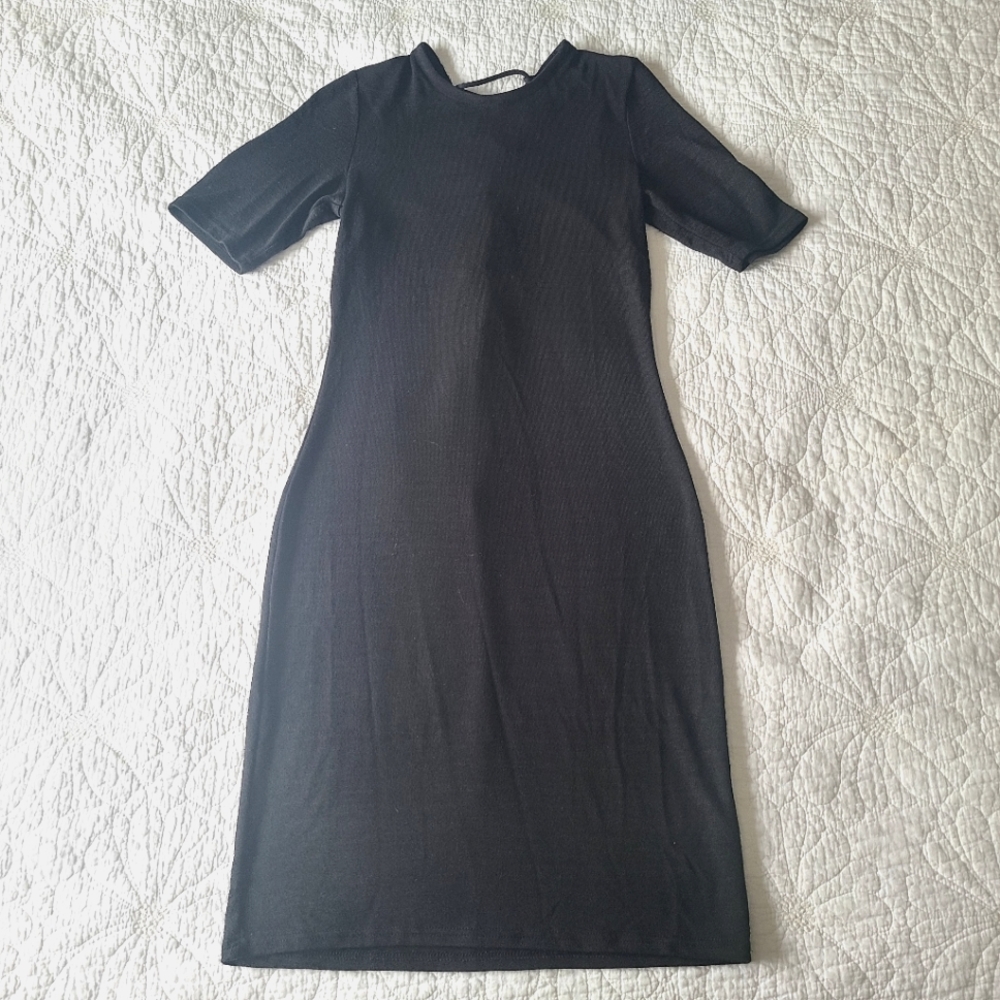 Aritzia Wilfred Free Black Fitted Lace up dress